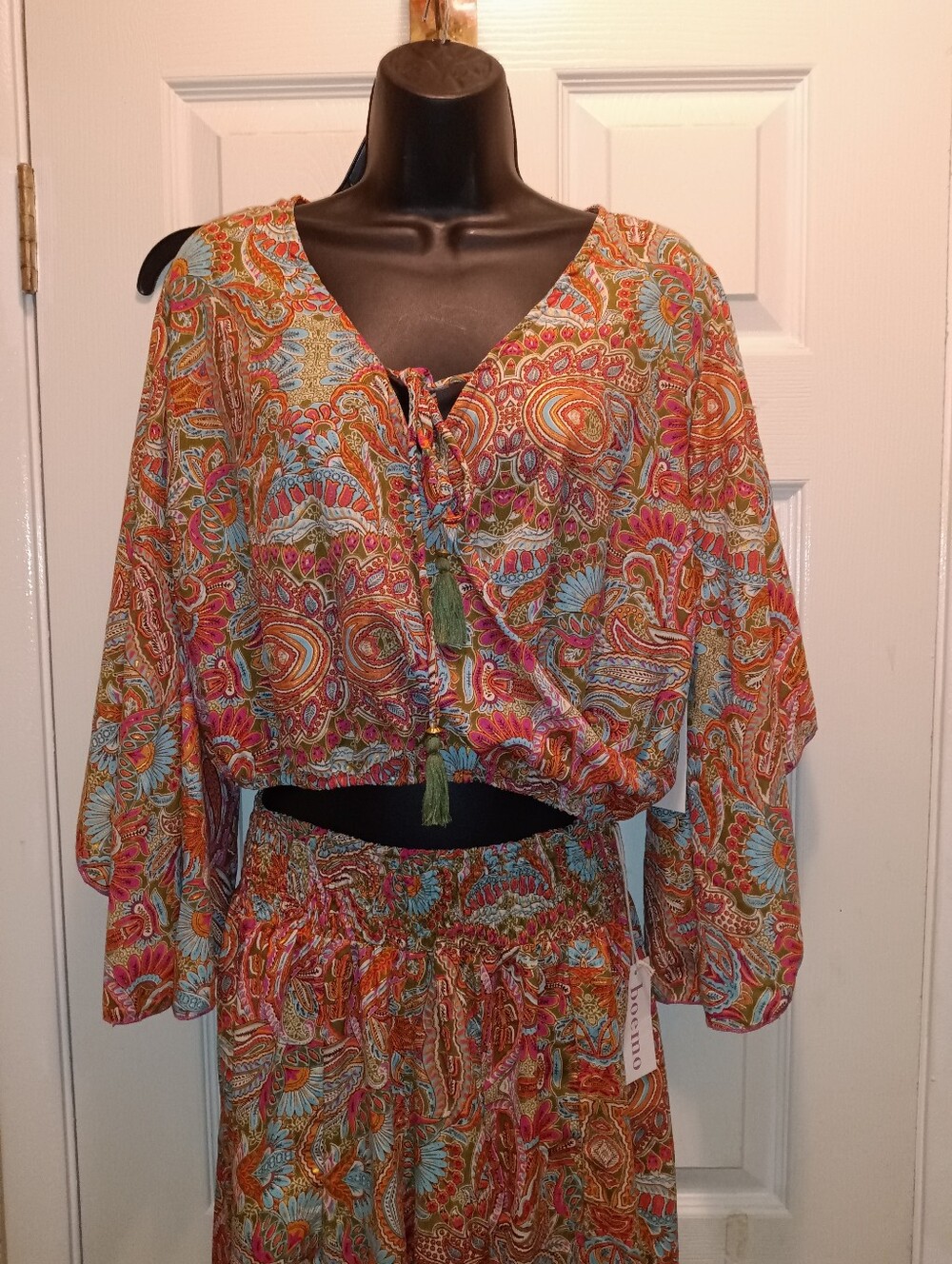 NWT Boemo 2 Pc Boho Paisley Wide-Leg Pants Set - Multicolor - Picture 3 of 8